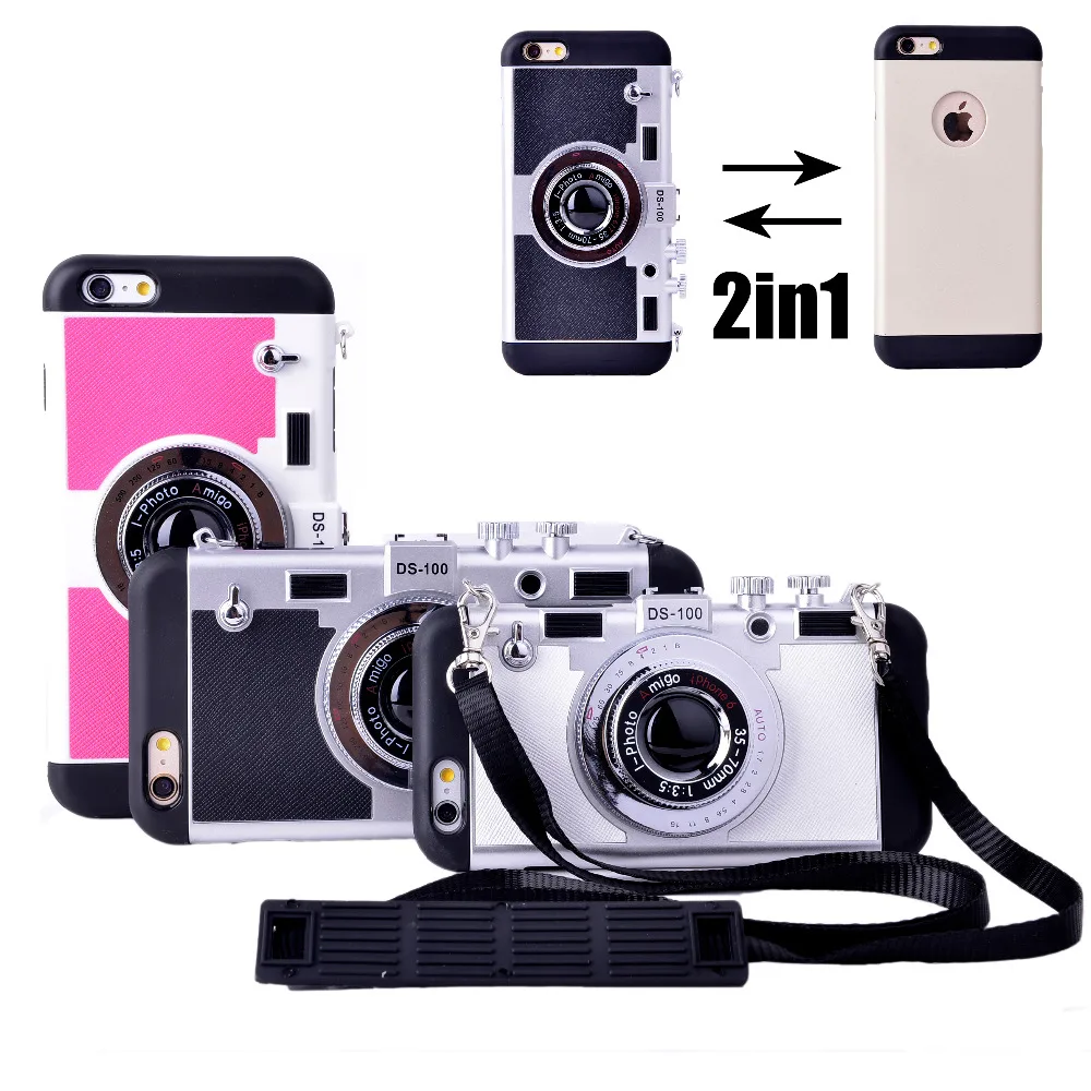 Fashion Camera 3D Tumblr Case with Strap For iPhone 6 6s