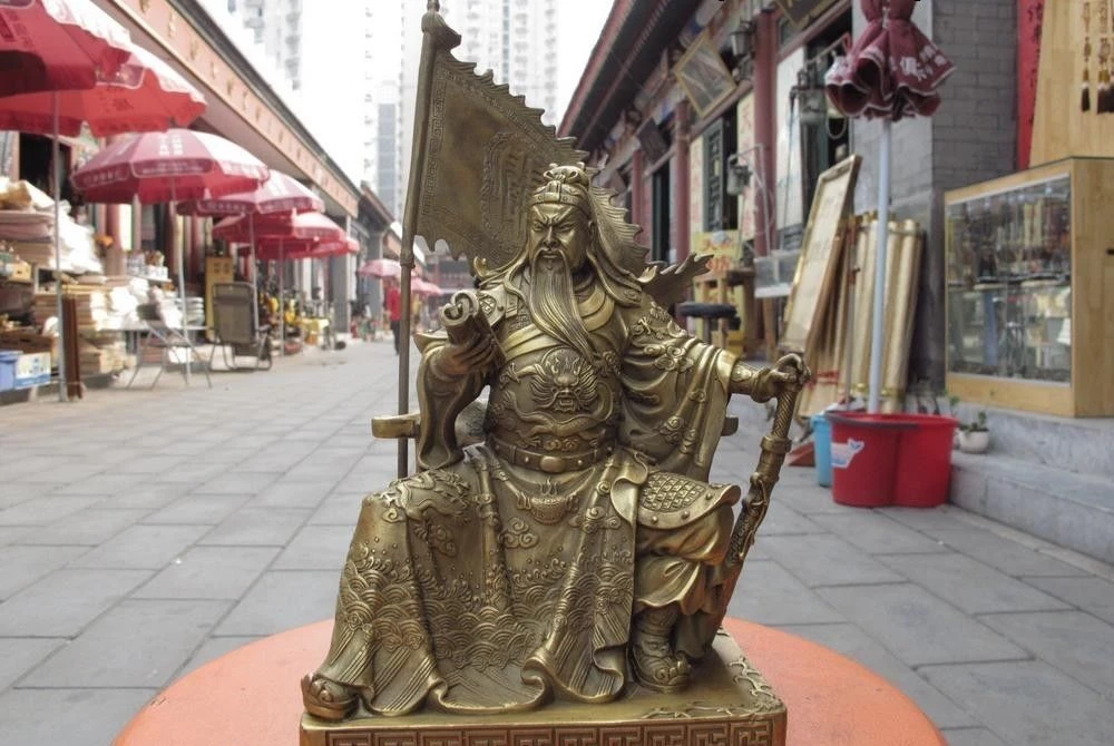 12/"H China dragon guangong guanyu General warrior Hero god statue