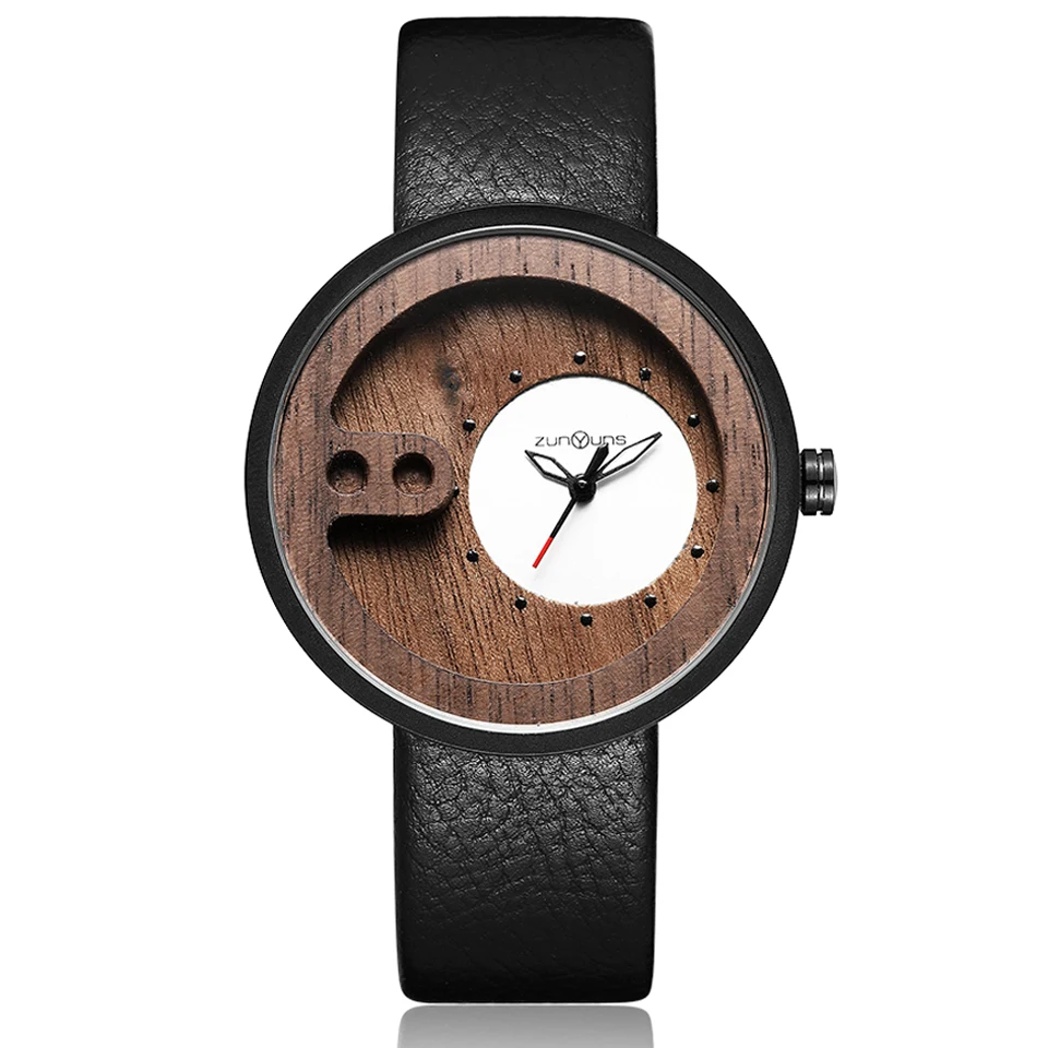 Мужские бамбуковые часы, мужские наручные часы из орехового дерева, мужской Гладкий кожаный ремешок, винтажные деревянные часы, часы reloj de madera