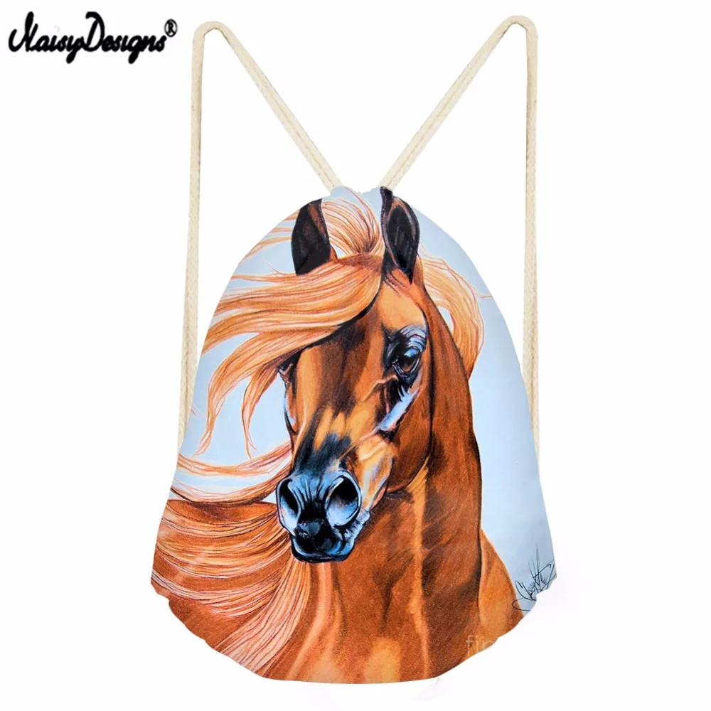 Noisydesigns Men's Fly Horse Printed Sport Drawstring Bags Softback Beach Storage for Kids Boys Mochila Backpack |