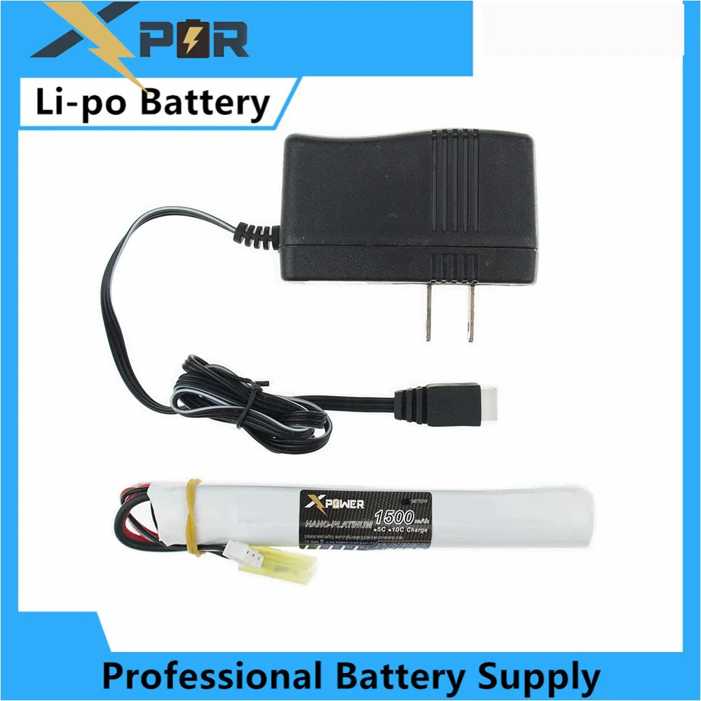 

18650 US/China Charger XPower RC Lipo battery 7.4V 1500MAH high quality 25C AKKU Mini Airsoft Gun Battery RC model Wholesale