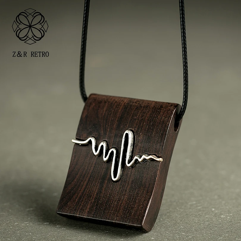 

Vintage Sweater Accessories Wholesale Handmade Women Pendant Necklaces Wooden Adjustable Jewelry Sandalwood Necklace for Female