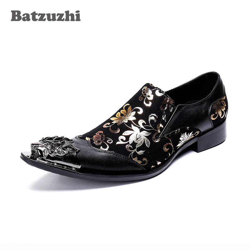 Zapatos Schwarz Batzuzhi Leder Mode Italienische Party Drachen Schwarzes Hombre Spitze Modell Metall Prom Wies Männer Schuhe Business De wpHrXpxq6n