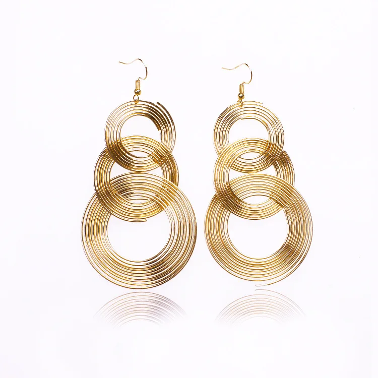 

Hot Sale Exaggerates Big Metal Circle Smooth Large Fashion Women Gold Silver Hyperbole Dangle Earrings For Women Jewelry Tassel