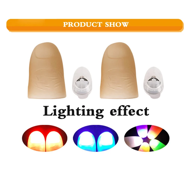 

Magic Led Light Up Magic Trick Prop Thumb Lamp Tip Light Flash Light Thumb Close Up Magicians Professional Toy Red Blue Colorful