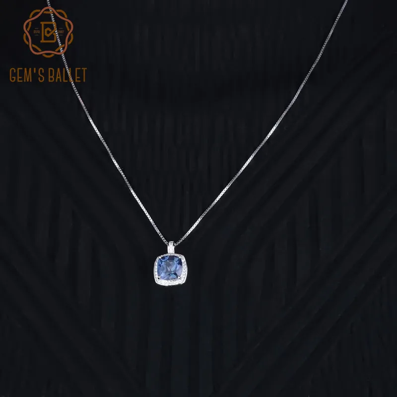 Gem's Ballet женские ювелирные изделия 925 пробы серебряные ожерелья и подвески 3.66Ct натуральный иолит синий мистический кварцевый камень