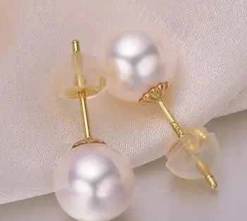 

Jewelry Jade Earring pair of 12-13mm round south sea white pearl earring 18k Free Shipping