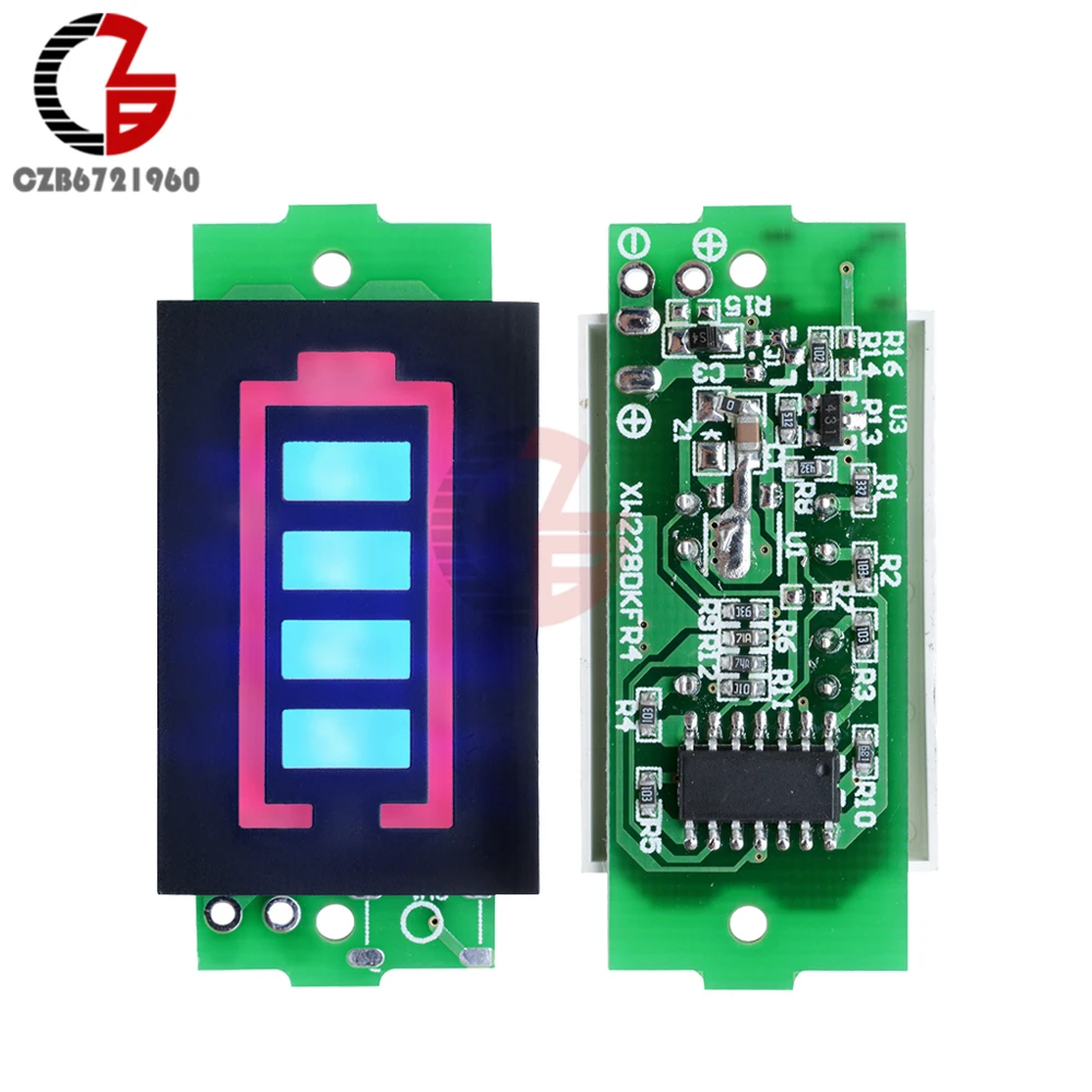 

1S/2S/3S/4S/6S/7S Lithium Battery Capacity Indicator Voltmeter Blue LED Display Car Motorcycle Power Voltage Tester Meter Panel