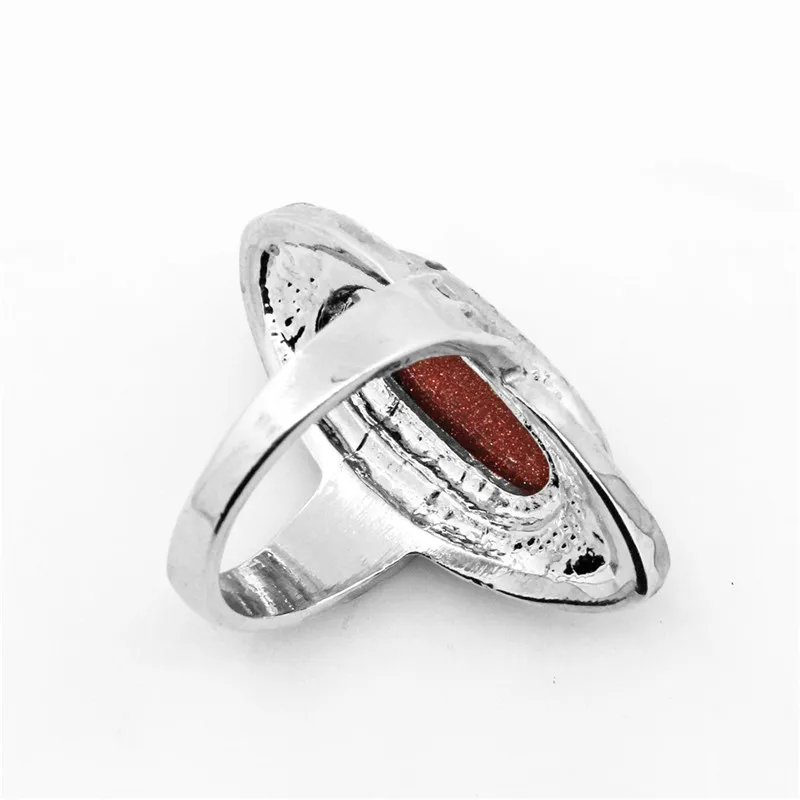 Shinning Sandy Stone Rings For Women Rhinestone Fashion Jewelry Antique Silver Plated Party Gift