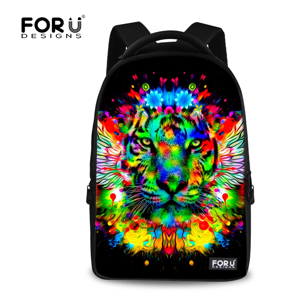 Trendy Men's Laptop Backpacks Cool Colorful Tiger Head Pattern Travel Large Bagpack Boy Student Rucksack Satchel Mochilas Boloas