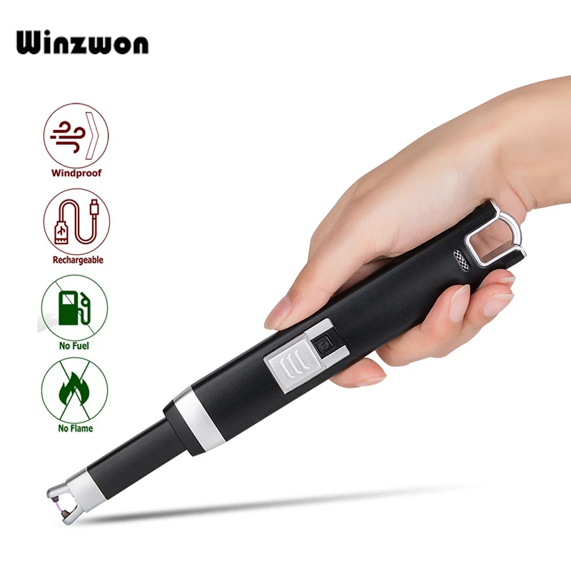 

USB Rechargeable Electronic Plasma Arc Lighter Ignition Windproof Kitchen BBQ Cigarette Candle Lighter Fireworks With Gift Box