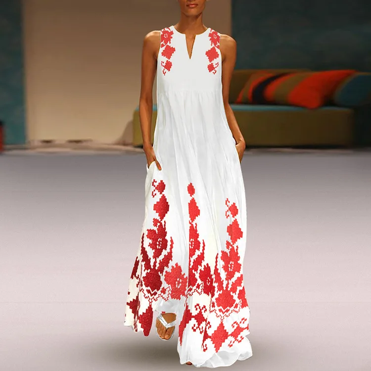 

Women Maxi Long Dress 2019 Summer Sexy Sleeveless V Neck Party Dress Bohemian Holiday Vestidos Plus Size S-3XL