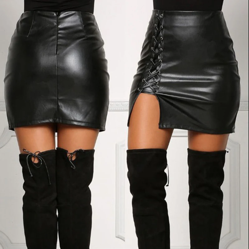 Новые модные женские Bodycon юбки пикантные Для женщин короткие юбки Высокая талия черный A-Line босоножки личность мини-юбка AQ967442