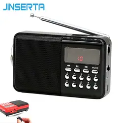 JINSERTA мини-радио Портативный цифровой FM/AM приемник Поддержка TF карты/U диска играют с зарядный кабель + шнурки