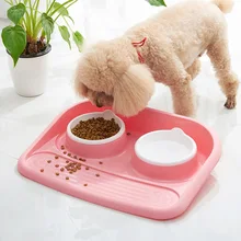 Миска для домашних животных брызги Нескользящая двойная миска для собаки Питьевая миска для воды еды двойная цель Экологически чистая пластиковая миска для кошки