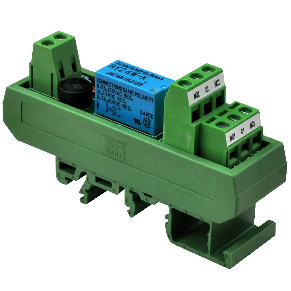 Домашняя електроника-салон AC/В DC 24 V Slim DIN Rail Mount двухполюсное двухпозиционное Сигнальное реле интерфейсный модуль, RY24W-K