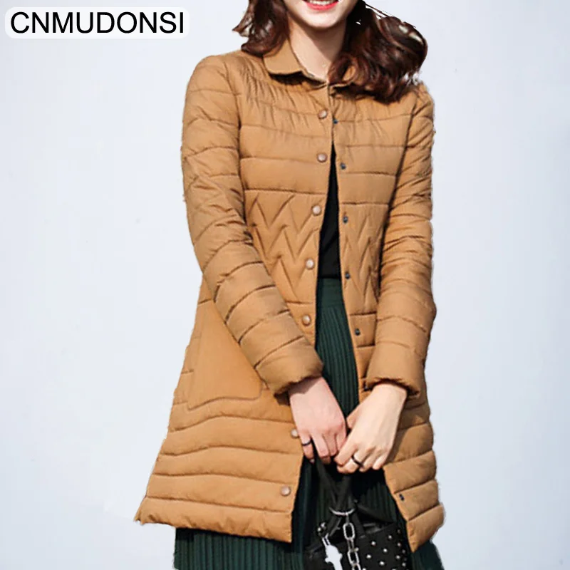 Cnmudonsi, Тонкая зимняя коллекция, Женское пальто, куртка со стоячим воротником, морозостойкие, теплые, Длинные парки, Женская Стеганая хлопковая куртка - Цвет: 855Yellow