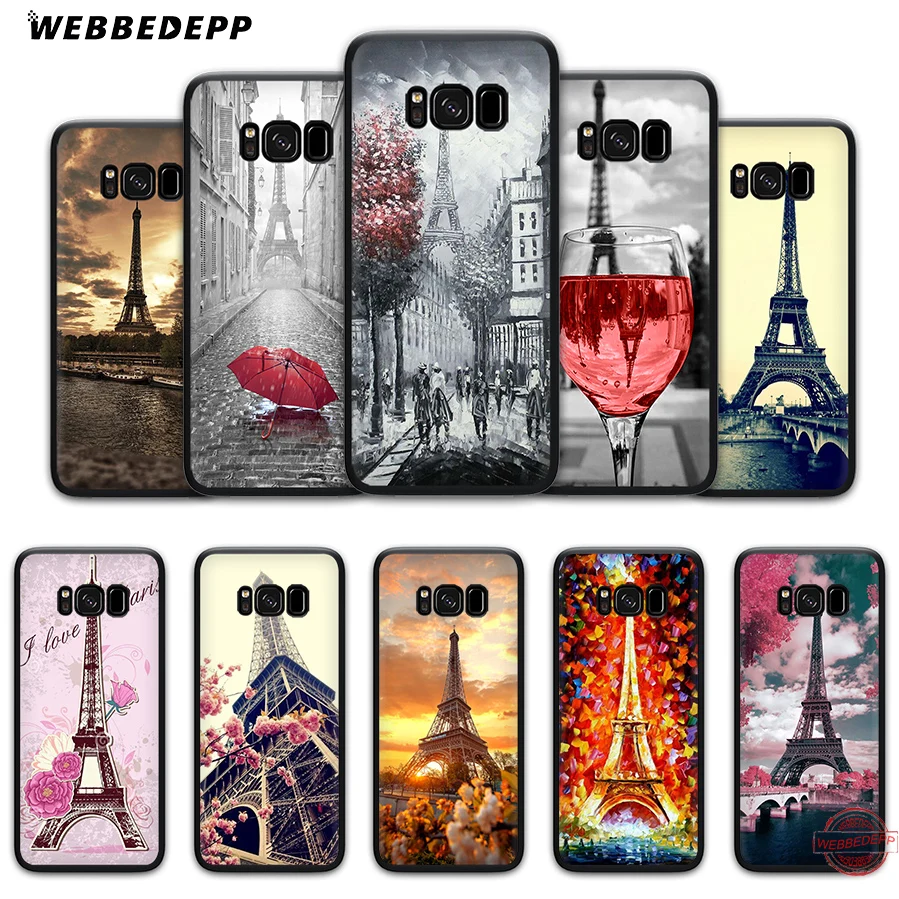 

WEBBEDEPP The Eiffel Tower Paris love Soft TPU Case for Samsung A3 A5 A6 A7 A8 A9 S6 S7 Edge S8 S9 S10e J6 Plus Note 8 9