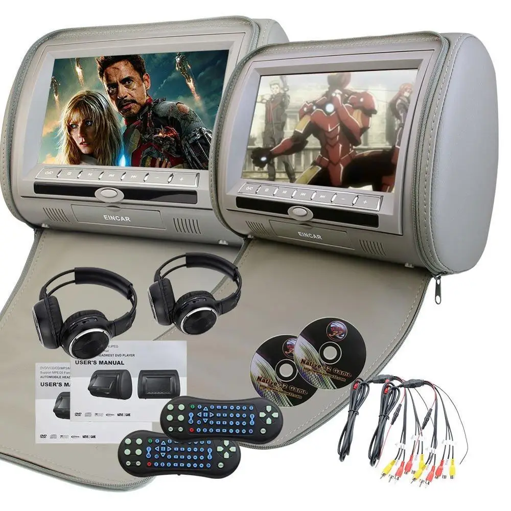 Two of Headrest Car DVD player 9" Dual Digital Screens DVD player Dual