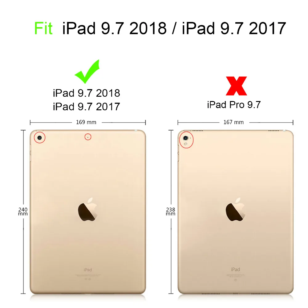 Чехол для планшета iPad 9 7 дюйма 2018 тонкий кожаный чехол подставка с откидной