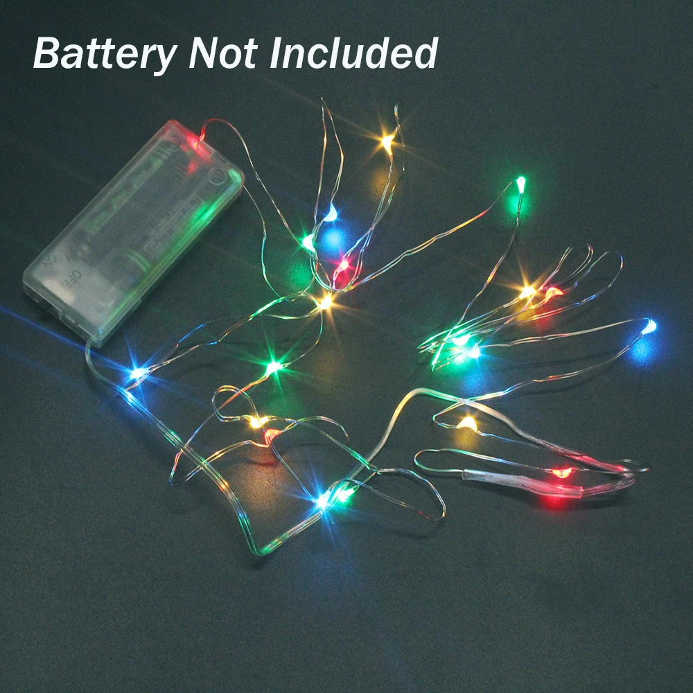 2M 20 Led String Lights Battery Powered Silver Wire Fairy Lights Outdoor Christmas for Home Wedding Decoration Garland Led Lamp