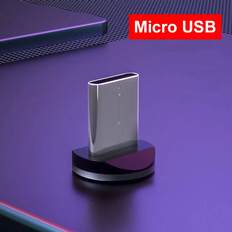 Suhach 1 м 2 м Магнитный зарядный кабель Micro USB кабель для iPhone XR XS Max X магнитное зарядное устройство usb type C кабель светодиодный шнур для зарядки - Цвет: Olny Micro Plug