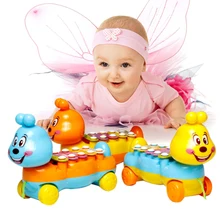 Cartoon Caterpillar Glockenspiel Baby Kids 5 Scales Musical Toy Drawable Toy Musical Instrument Random Color