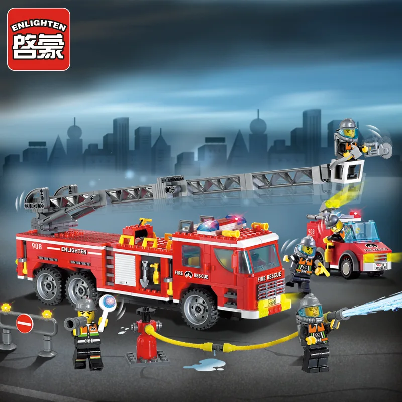 Enlighten Models Building toy Compatible with Lego E908 607pcs Fire Truck Blocks Toys Hobbies For Children Model Building Kits Enlighten Models Building toy Compatible with Lego E908 607pcs Fire Truck Blocks Toys Hobbies For Children Model Building Kits