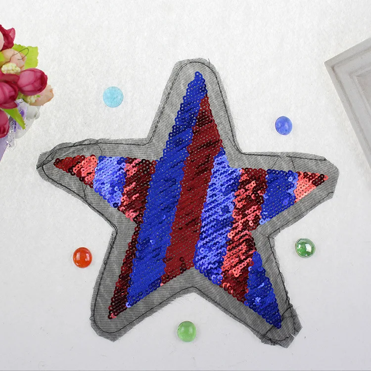 Colorful star Embroidered sew On Patches For Clothes Sequins Deal With