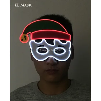 

Hot Selling Kawaii Neon LED Luminous Christmas Mask Festival Cosplay Light Up Glowing Mask Powered by DC-3V 2AA batteries