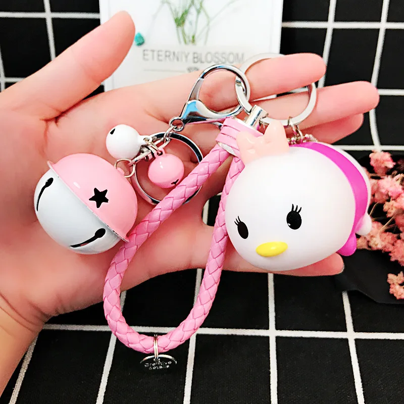 Cute Didier Doll Cartoon Duck Couple Keychain Bag Catch Machine Hanging Bell Charm Womens Accessoires | Украшения и аксессуары