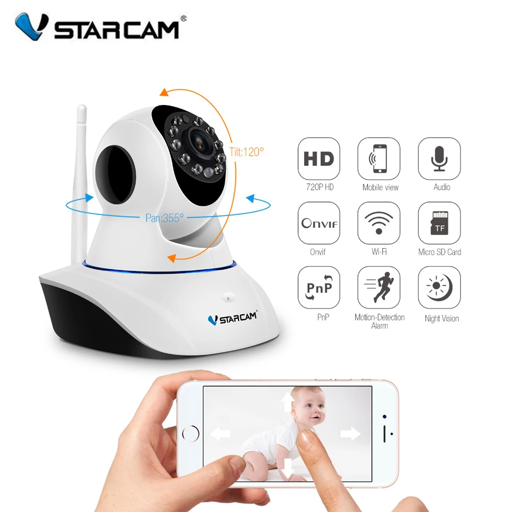 Vstarcam C25 HD 720P IP Камера IR-Cut ночного видения P2P детский монитор аудио запись wifi CCTV Onvif камера внутреннего наблюдения