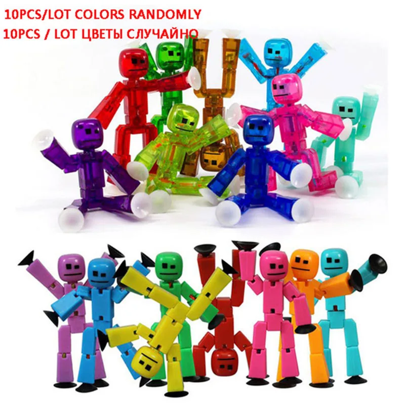 

10pcs/lot Colors Randomly Suction Cup funny deformable stick bot action figure toys sending cute Sticky Robot SuckerB97