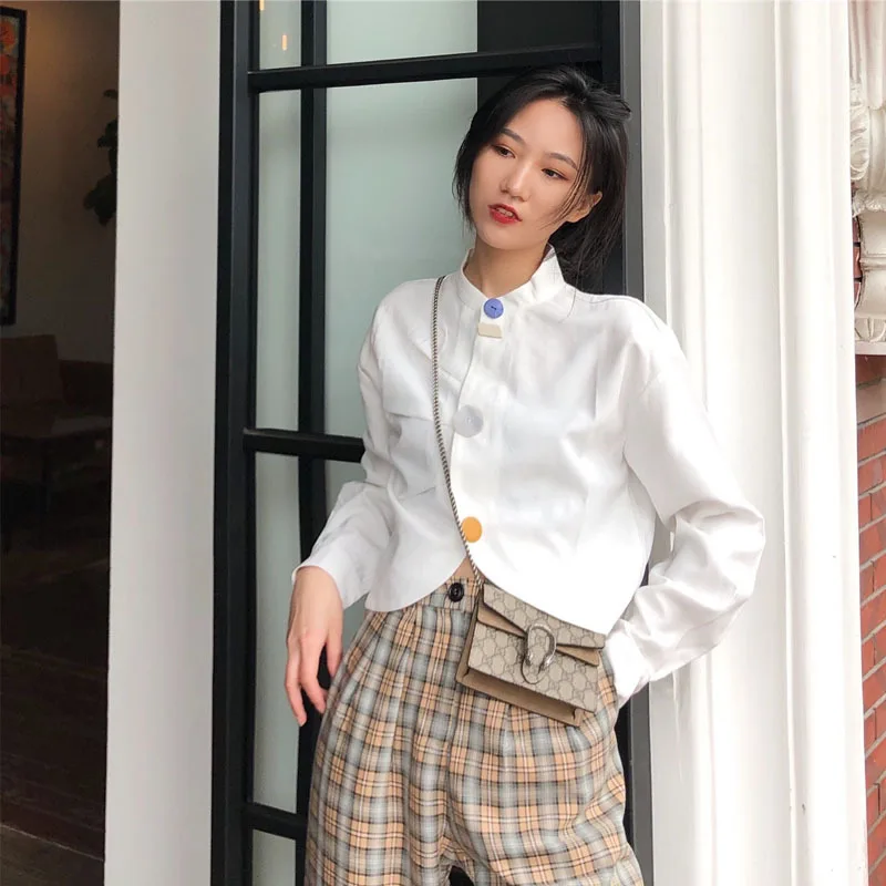 

Spring 2019 New Elegant Loose Shirt White Long-sleeved Blouse Woman Full Button Fashion Women Shirts Clothes