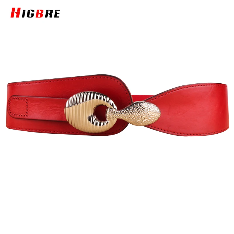 Fashion Cummerbund Pure Leather Belt Woman Brown Red Charm Elastic