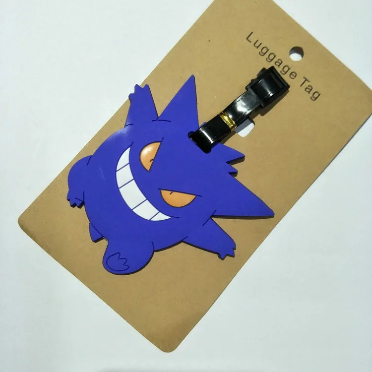 Anime Pokemon Gengar Pikachu PVC key chain Piplup Charmander Squirtle cute funny soft rubber luggage tag boarding pass bag tags - Цвет: 7