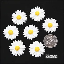 White Daisy Flower Resin Flatback Cabochon for DIY Jewelry and Phone Decoration (22mm 30pcs)