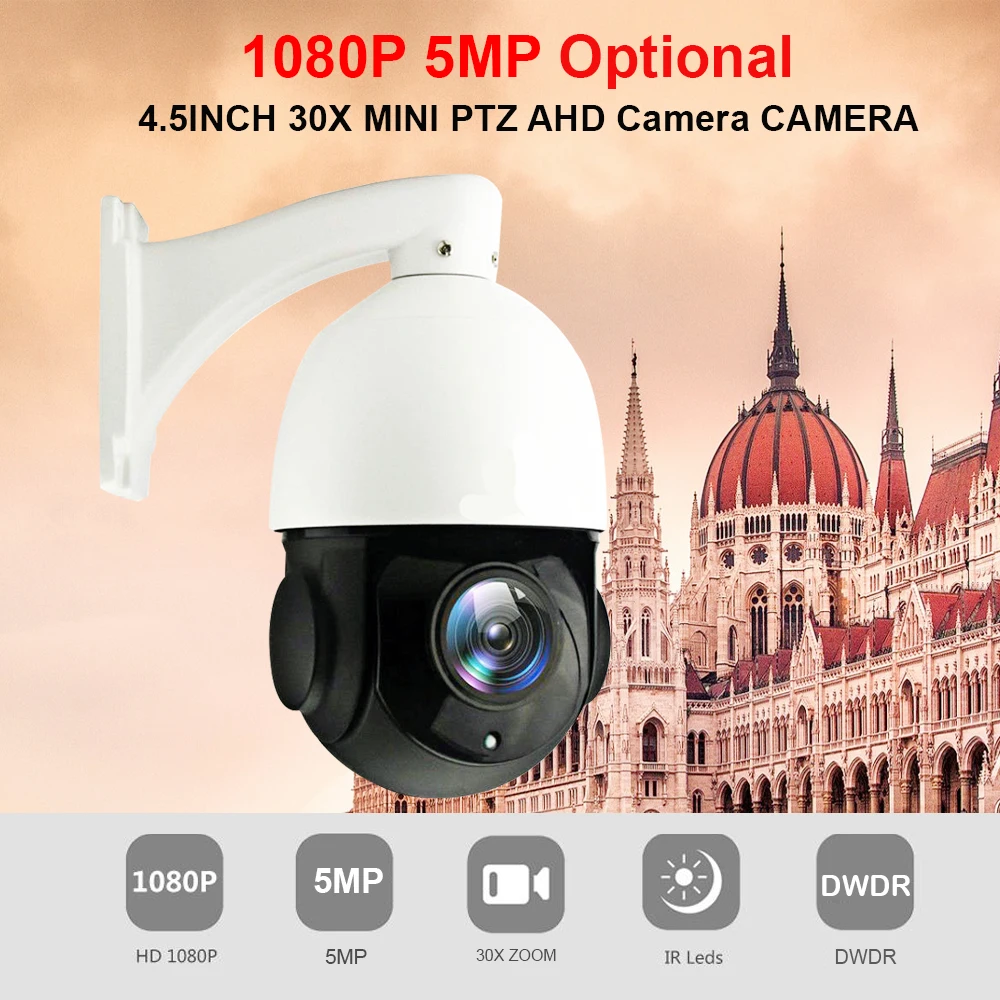 Новый 5MP 30X мини купольная Камера 1080 P 30X Middel Скорость ПТЗ ахд Камера 50 м ИК наружного видеонаблюдения Камера Поддержка RS485 UTC функция