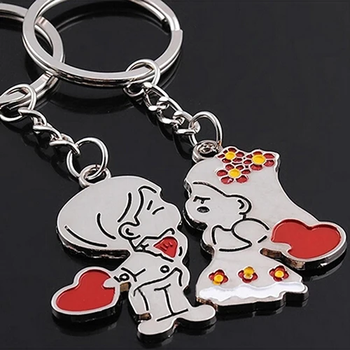 

1 Pair Couple Lover Gift Key Rings Chains Fob Metal Bride Groom Heart Love Keychains Christmas Gift 6LKV car key ring car key ri