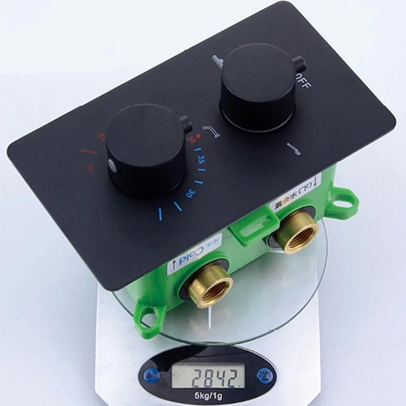 quyanre wanfan frap gappo matte black 38 thermostatic shower mixer tap dual handles mixer valve bath shower mixer2