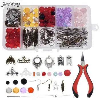 

Julie Wang Fashion Earring Findings Jewelry Making Kits Crystal Glass Lava Beads Craft Women DIY Eardrop Craft Accessory