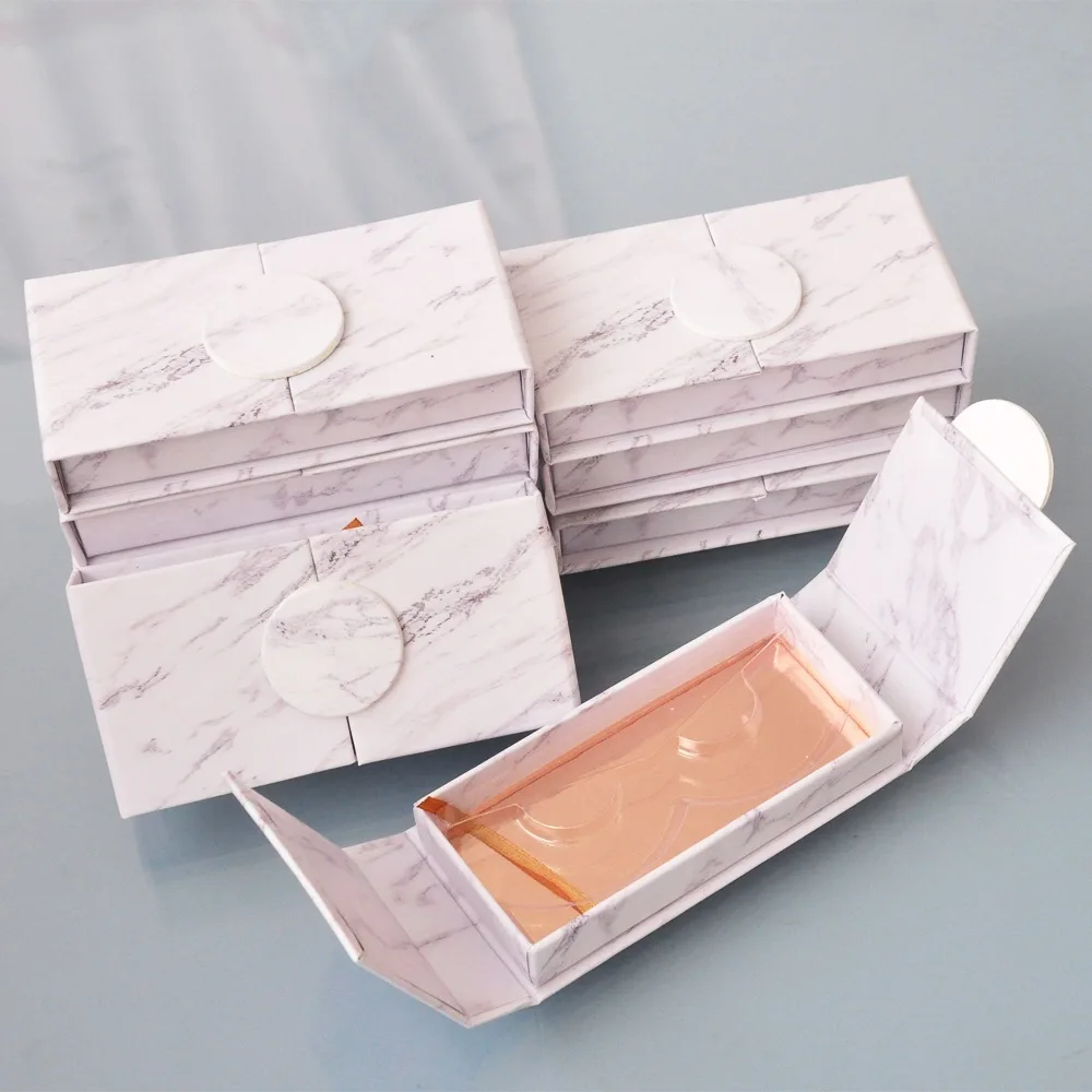 100 шт накладных ресниц упаковочная коробка ресниц коробки на заказ логотип поддельные 3D норковая полоска ресниц Фолио мрамор Магнитный чехол пустой - Цвет: 100pcs box
