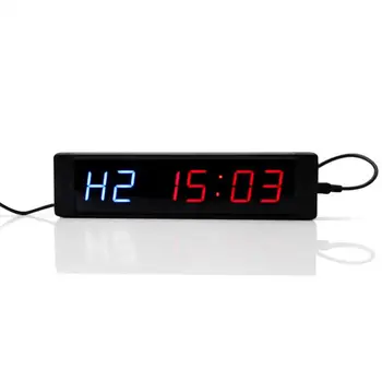 

LED Display Training Timer Programmable Interval Timer Wall Clock with Remote for Gym Fitness Training 5V US Plug