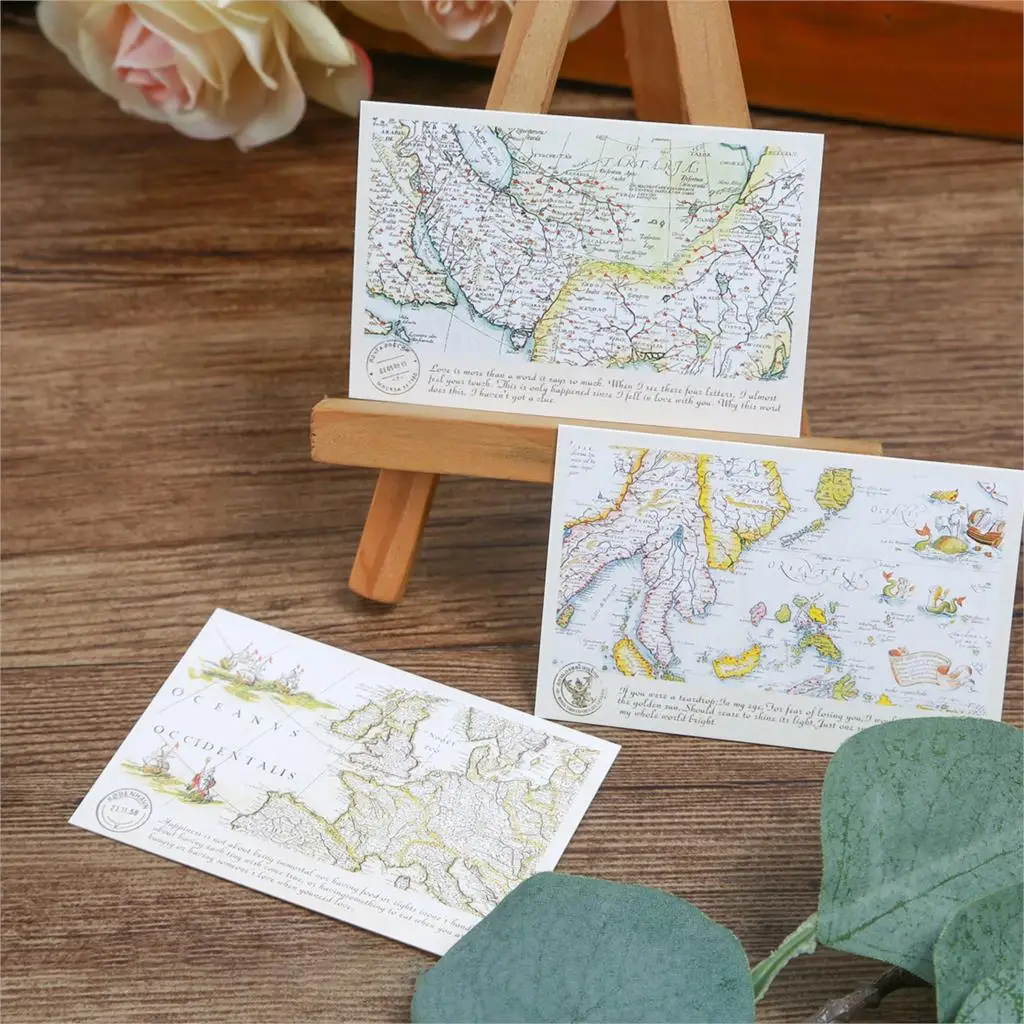 multi-use 5.2*8cm 54pcs Mini Card old time map print DIY Scrapbooking card party invitation cards gift message | Дом и сад
