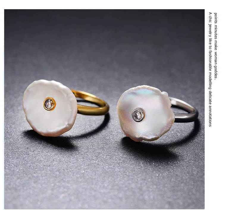 Shineland кольцо с натуральным пресноводным жемчугом 925 пробы серебряные ювелирные изделия барокко перламутровые Кольца Модельер для женщин Свадьба