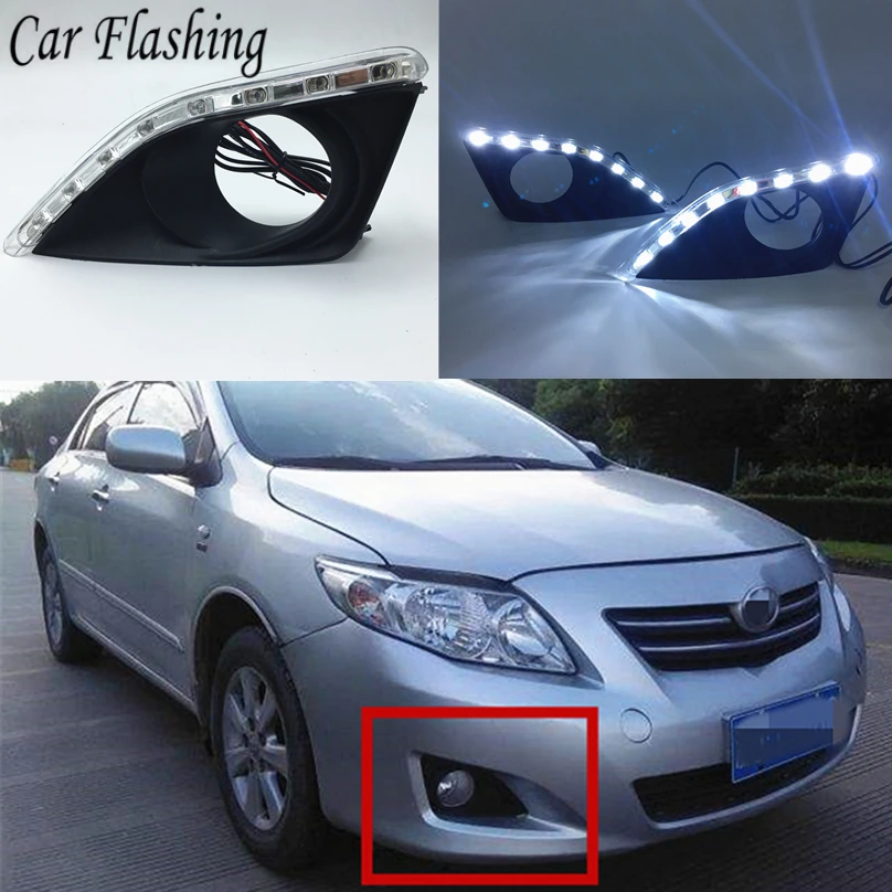 

Car Flashing 1set led For Toyota Corolla 2007 2008 2009 2010 DRL Driving Daytime Running Light LED DRL car styling lamp Daylight