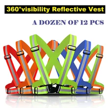 Дюжина из 12 шт. светоотражающий жилет безопасности с ремнем безопасности светоотражающие полосы жилет пояс для работы на открытом воздухе бег