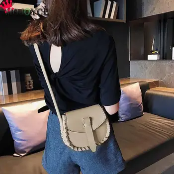 

Mini Messenger Bags For Women 2018 Fashion PU Leather Handbag Small Solid Color Elegant Clasp Shoulder Bag