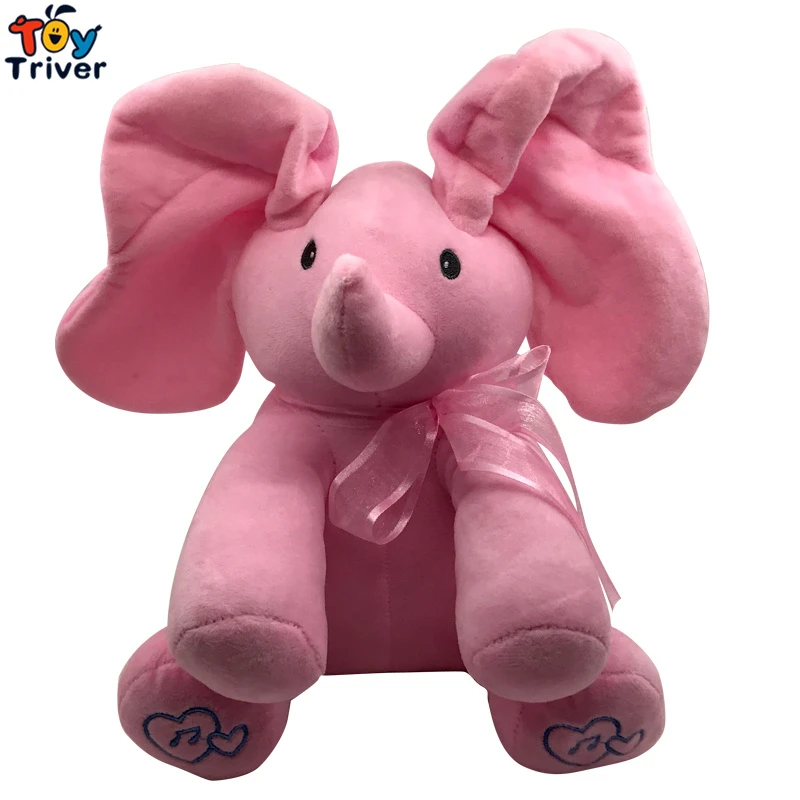 Top Qualite 30 Cm En Peluche Peek A Boo Elephant Jouet Peek A Boo Chant Bebe Musique Jouets Oreilles Flaping Deplacer Poupee Interactive Cadeau Aliexpress