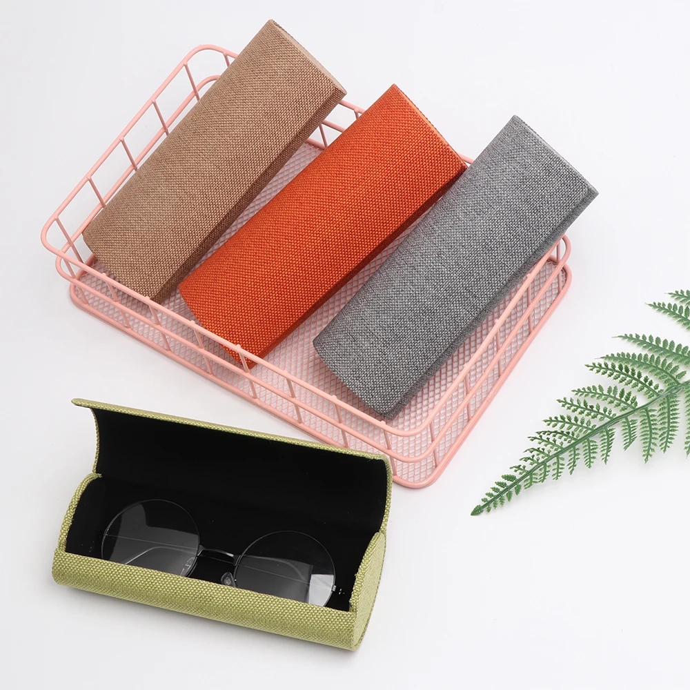 

New Retro Oval Glasses Box Sunglasses Linen Folding Eyewear Case Optical Handmade Storage Glasses Case 3 Colors Glasses Cases